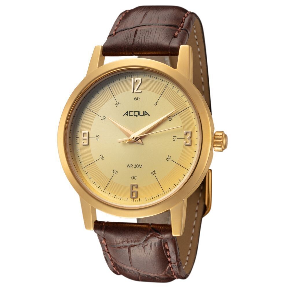 Timex Acqua, Men's Faux Leather Brown Strap Watch