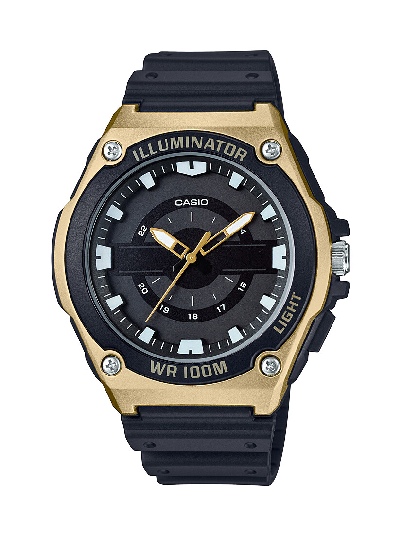 Casio Men's MWC-100H-9AVCF Quartz Black Gold Bezel Watch