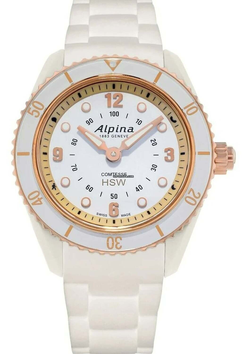 Alpina Women's 'Comtesse' SmartWatch White Dial Rubber Bracelet Quartz Watch AL-281WY3V4
