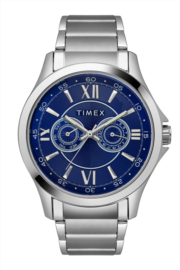 Timex Silver Mens Multi Blue Dial Watch