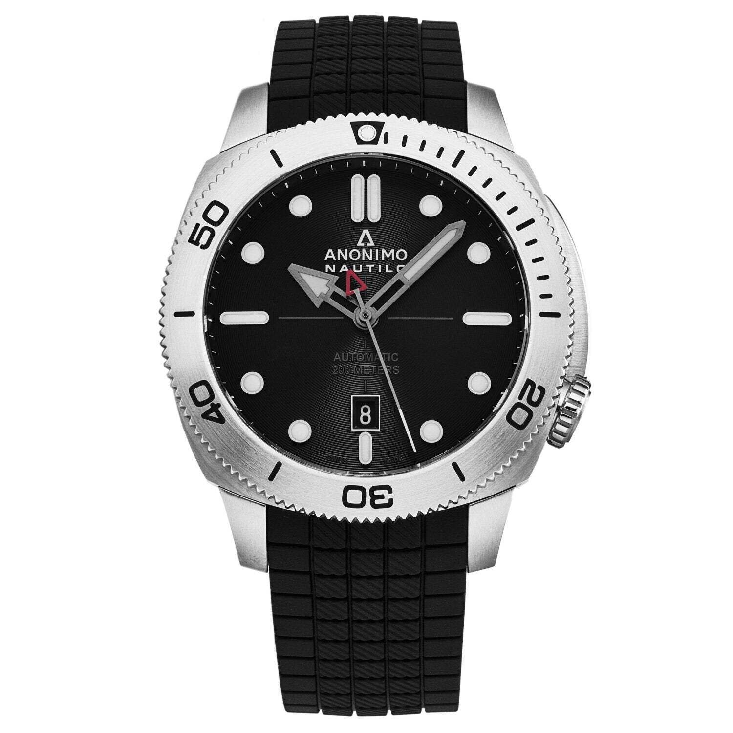 Anonimo Men's AM-1001.01.001.A11 'Nautilo' Black Dial Black Rubber Strap Swiss Automatic Watch