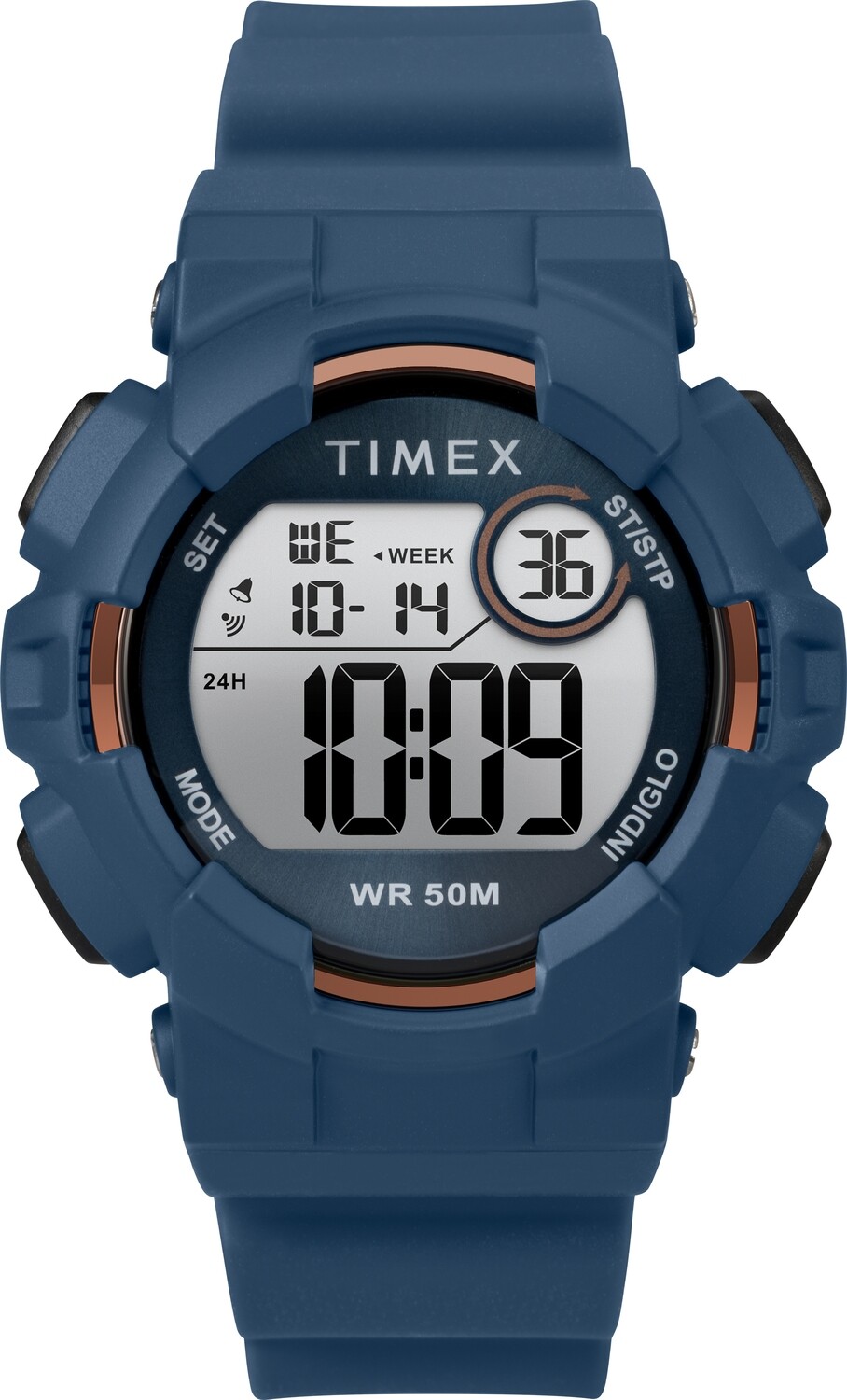 Timex TW5M23500 Mako DGTL   44mm Blue Silicone Strap Watch