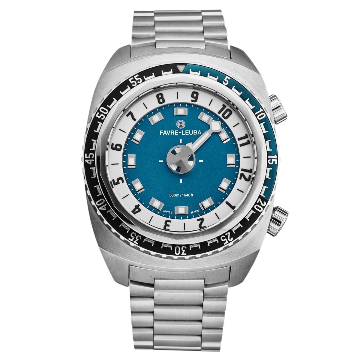 Favre-Leuba Men's 00.10101.08.52.20 'Raider Harpoon'  Blue White Dial  Stainless Steel Bracelet Automatic Watch
