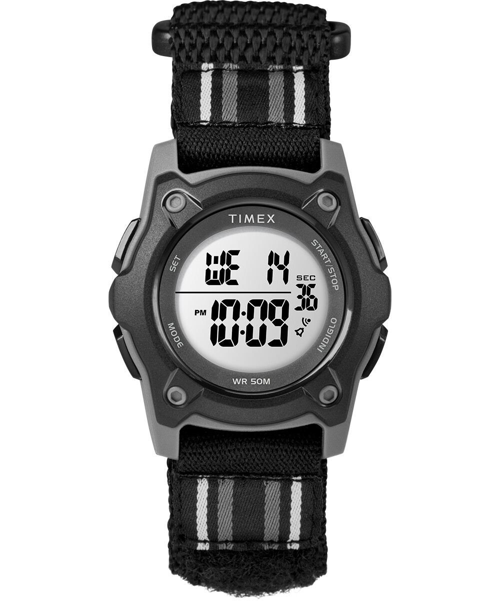 Timex TW7C26400 Youth Digital Black/Grey Striped Fastwrap   Strap Watch