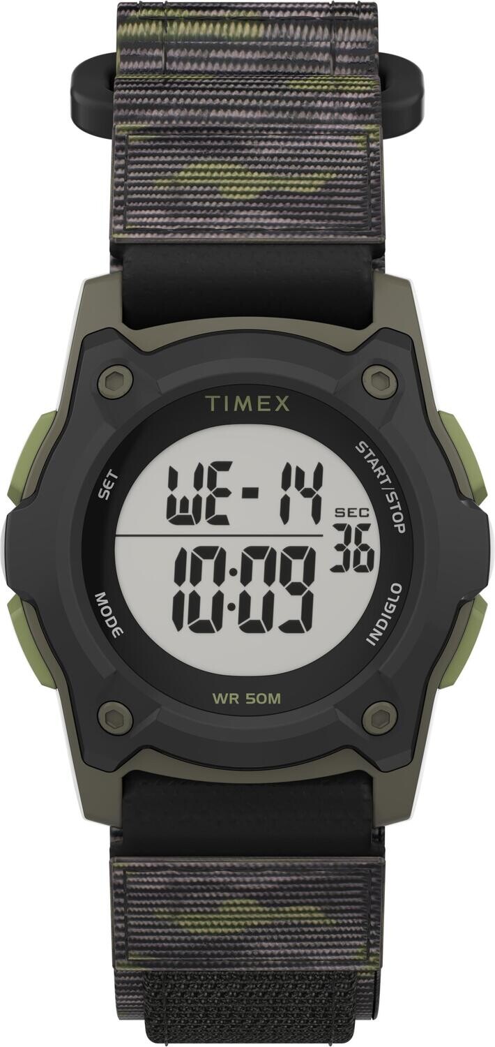 Timex TW7C77500 Kid's Digital 35mm Green Camo Fastwrap   Fabric Strap Watch