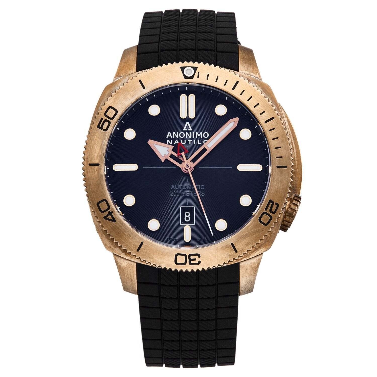 Anonimo Men's AM-1001.04.003.A11 'Nautilo' Blue Dial Black Rubber Strap Swiss Automatic Watch