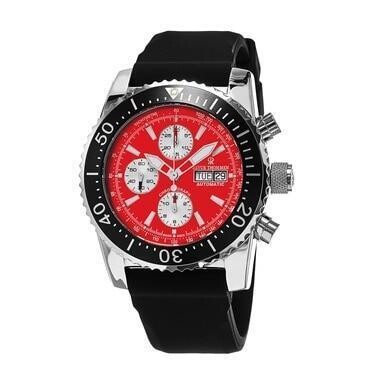 Revue Thommen 17030.6536 Air Speed Red Dial Black Rubber Men's Chronograph Watch