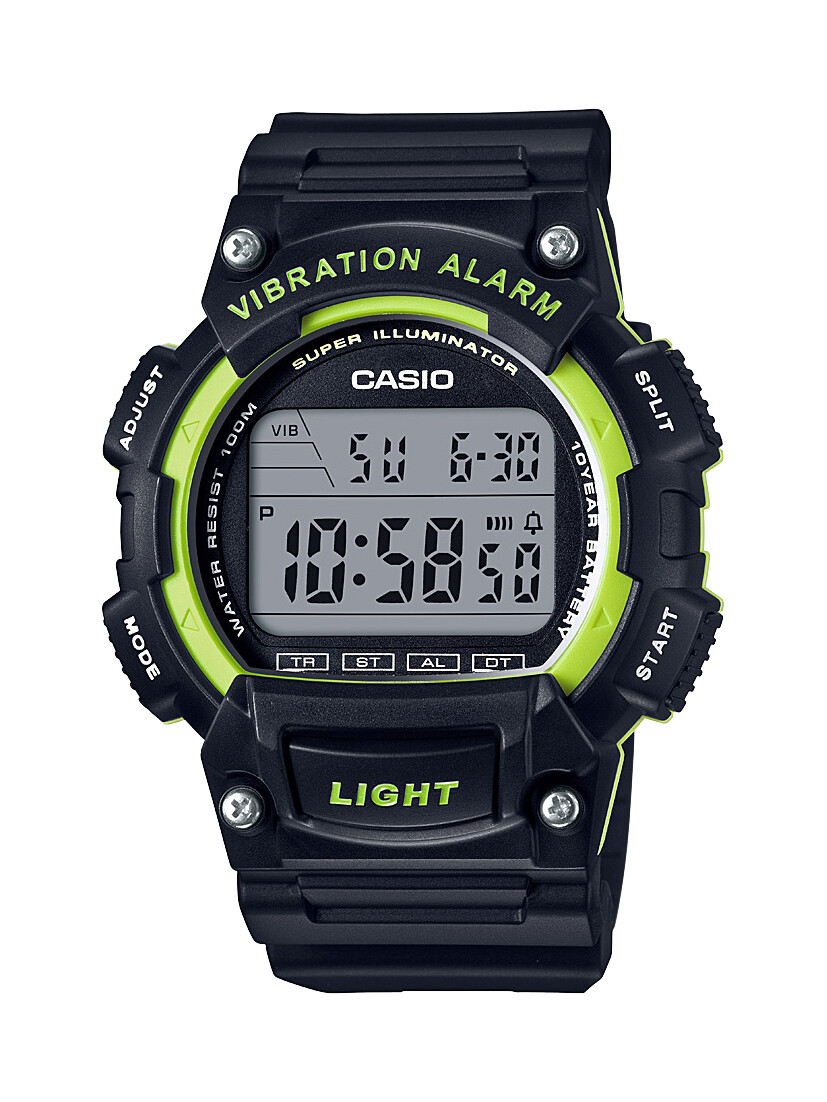 Casio Men's 'Super Illuminator' Quartz Resin Casual Watch, Color:Black (Model: W-736H-3AVCF)