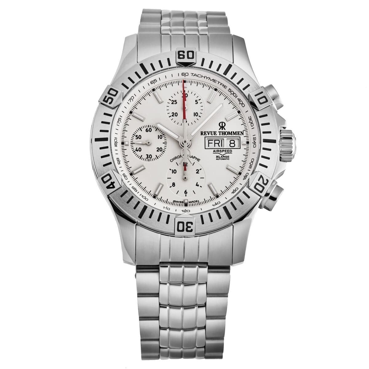 Revue Thommen Men's 16071.6128 'Air speed' Silver Dial Chronograph Day-Date Swiss Automatic Watch