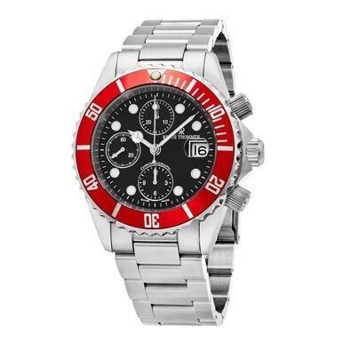 Revue Thommen 17571.6136 Diver Stainless Steel Red Bezel Black Dial Chronograph Watch