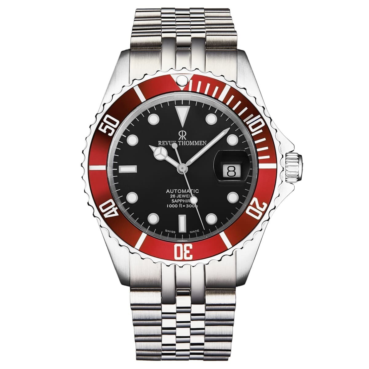 Revue Thommen Men's 'Diver' Black Dial Stainless Steel Bracelet Automatic Watch 17571.2236