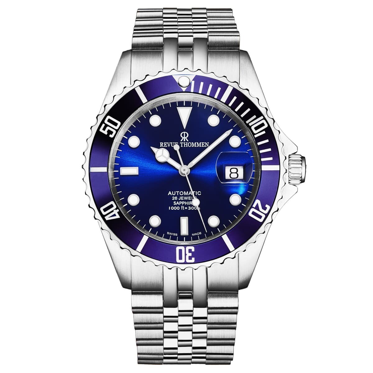Revue Thommen Men's 'Diver' Blue Dial Stainless Steel Bracelet Automatic Watch 17571.2228