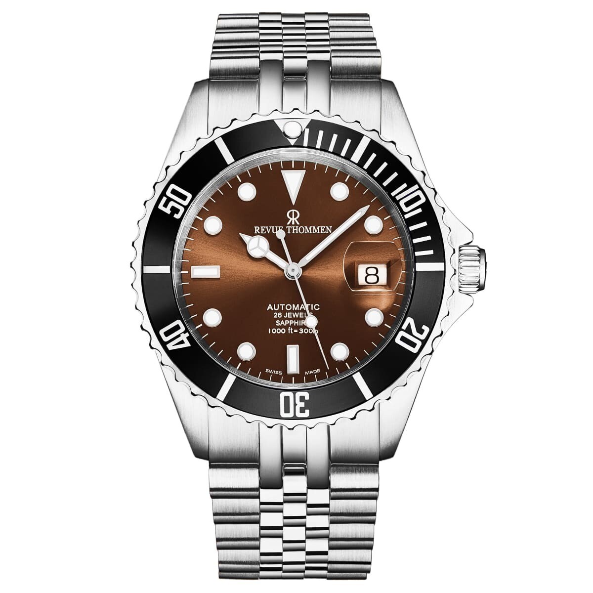 Revue Thommen Men's 'Diver' Brown Dial Stainless Steel Bracelet Automatic Watch 17571.2221