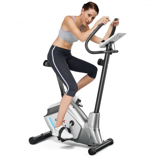 Magnetic Stationary Upright Exercise Bike with LCD Monitor and Pulse Sensor