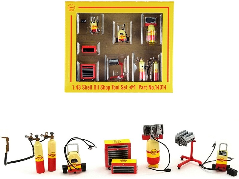 "Shell Oil" Shop Tools Set of 7 pieces 1/43 Diecast Models by GMP