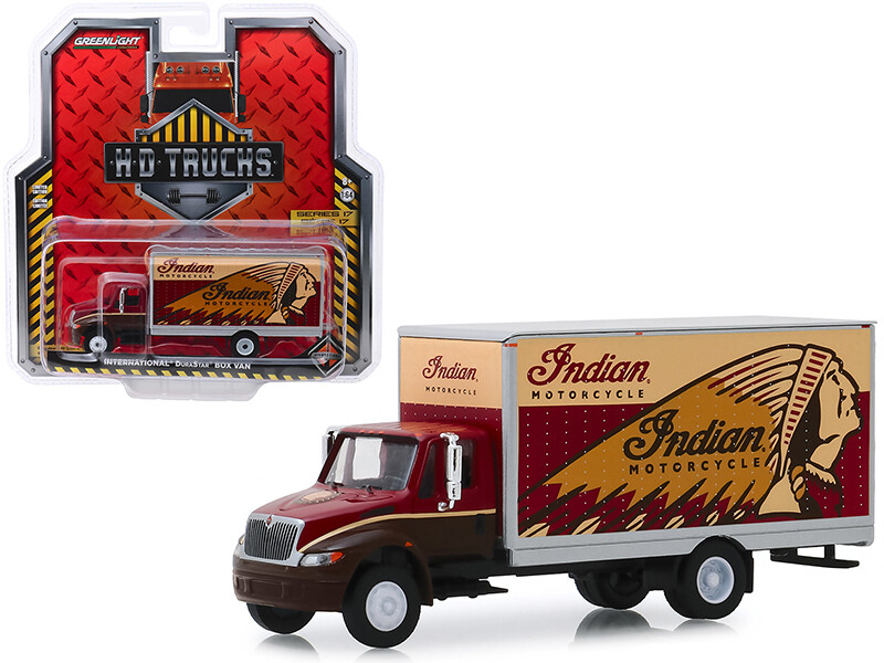 International Durastar Box Van "Indian Motorcycle" "H.D. Trucks" Series 17 1/64 Diecast Model by Greenlight