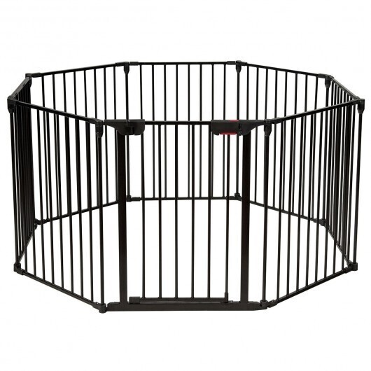 Adjustable Panel Baby Safe Metal Gate Play Yard-Black
