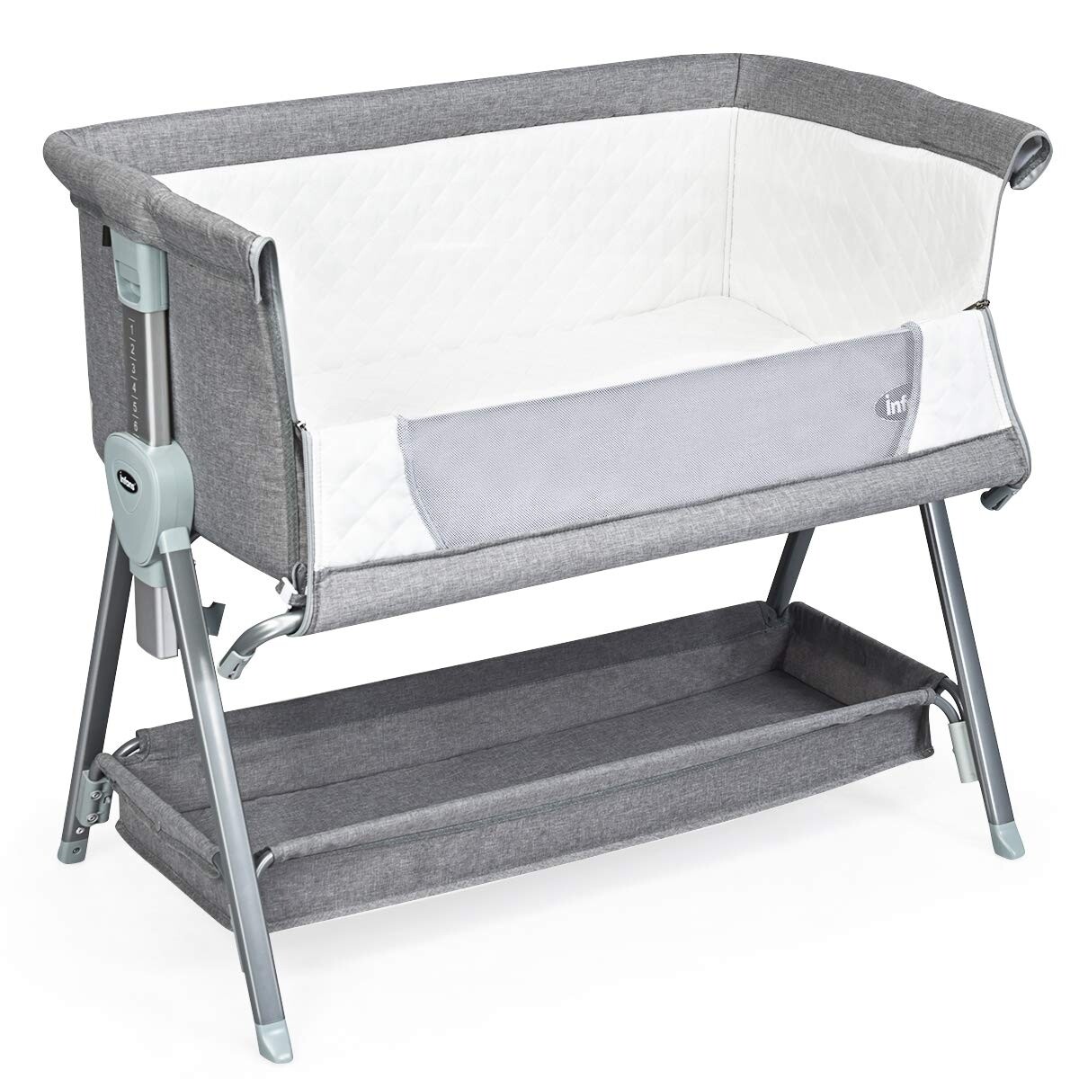 Adjustable Baby Bedside Crib with Large Storage-Gray - Color: Gray