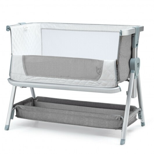 Baby Bed Side Crib Portable Adjustable Infant Travel Sleeper Bassinet-Gray - Color: Gray