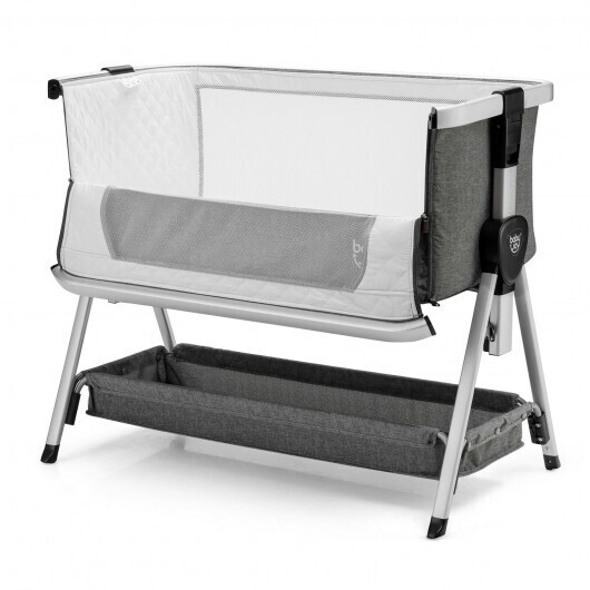 Baby Bed Side Crib Portable Adjustable Infant Travel Sleeper Bassinet-Dark Gray - Color: Dark Gray