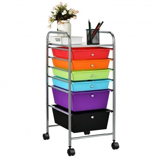 6 Drawers Rolling Storage Cart Organizer-Multicolor - Color: Multicolor