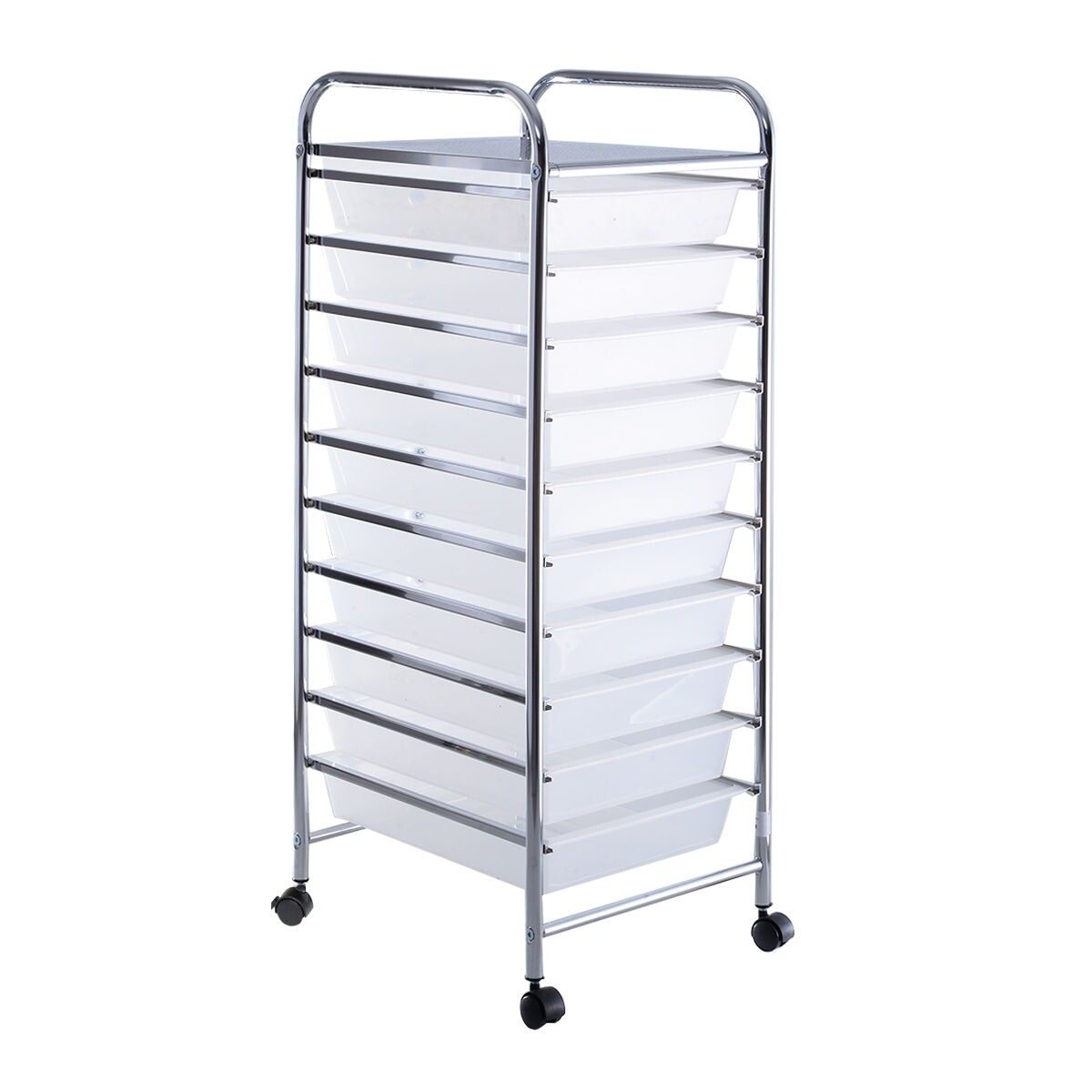 10 Drawer Rolling Storage Cart Organizer-Clear - Color: Transparent