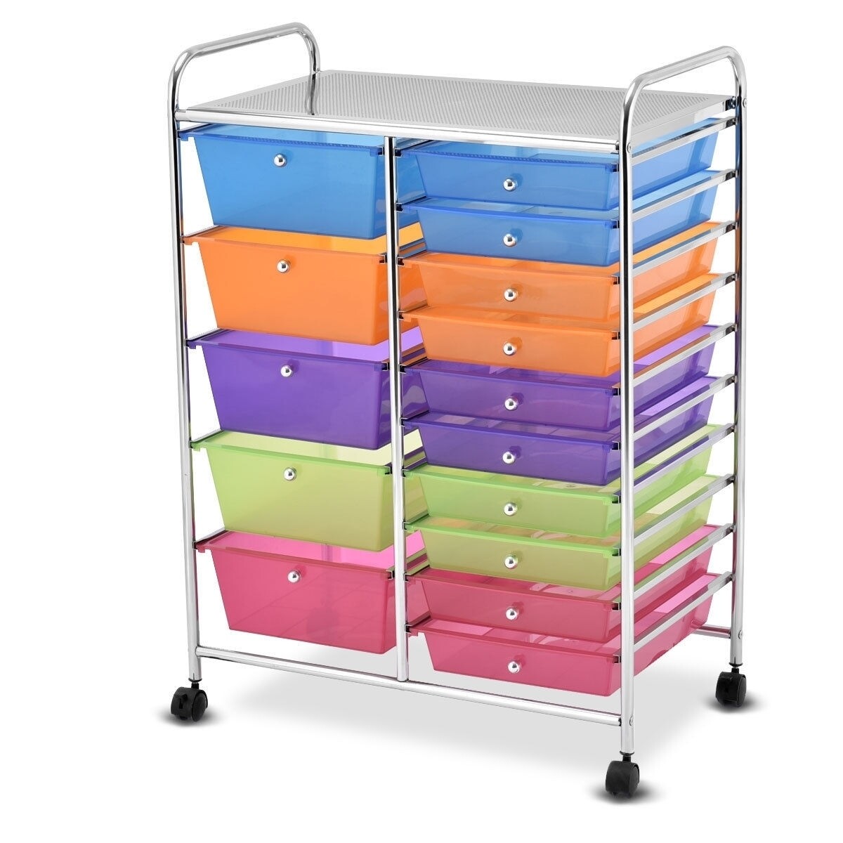 15 Drawers Rolling Storage Cart Organizer - Color: Transparent Multicolor