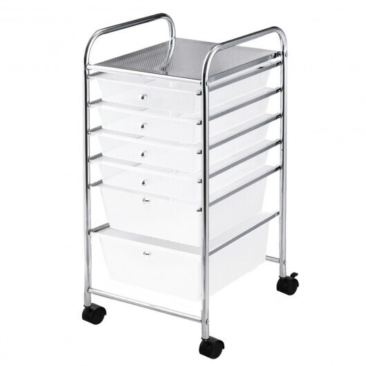 6 Drawers Rolling Storage Cart Organizer-Clear - Color: Transparent