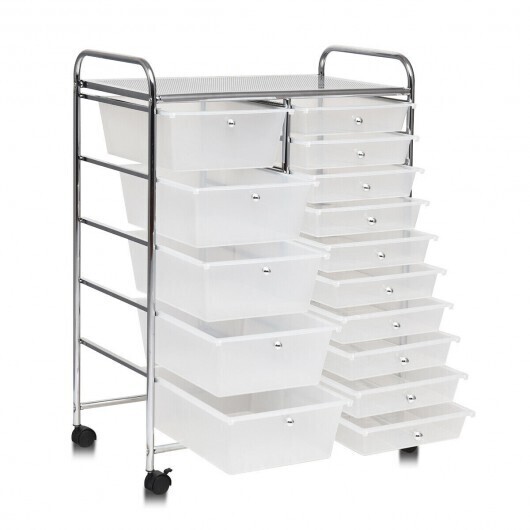15 Drawers Rolling Storage Cart Organizer-clear - Color: Transparent