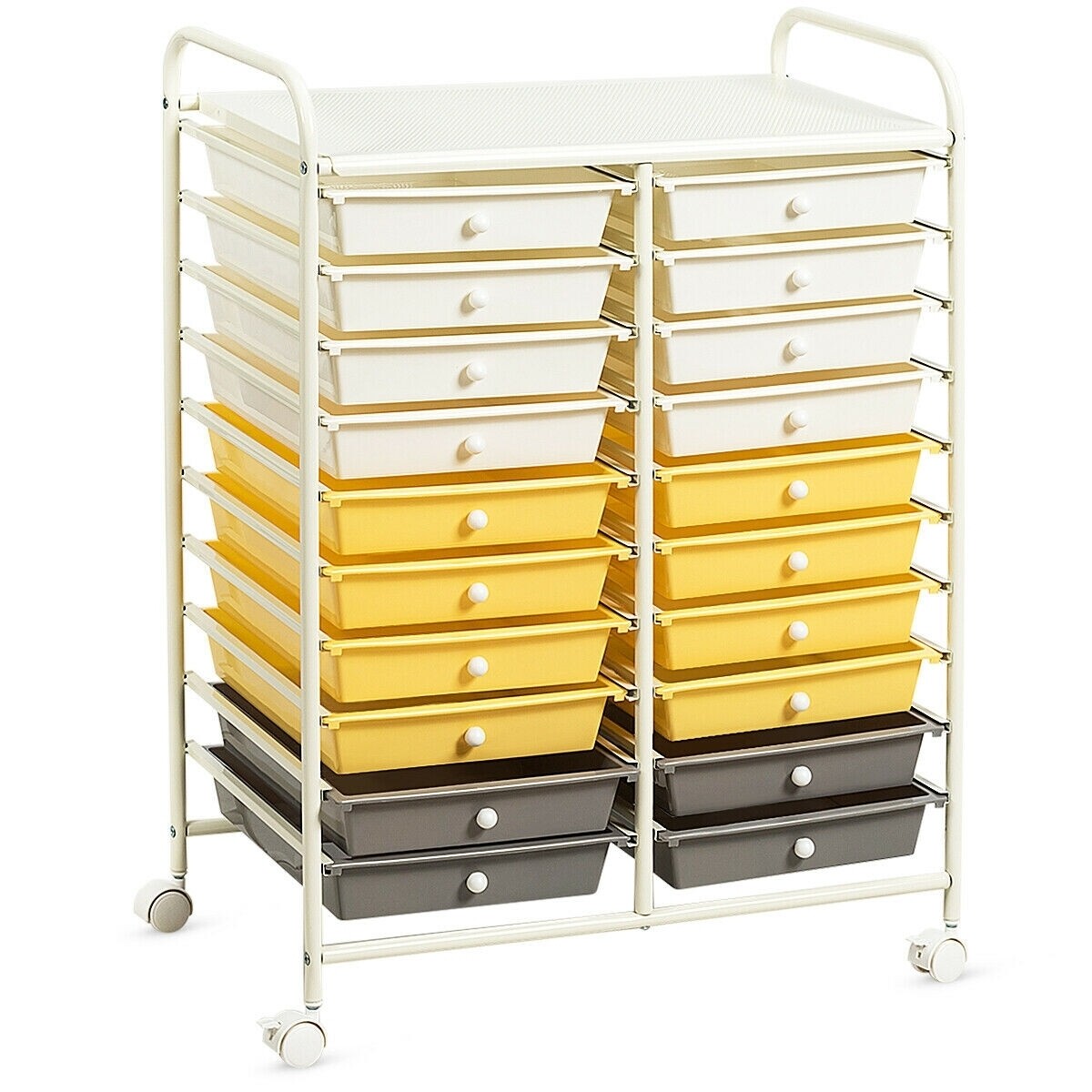20 Drawers Storage Rolling Cart Studio Organizer-Yellow - Color: Yellow