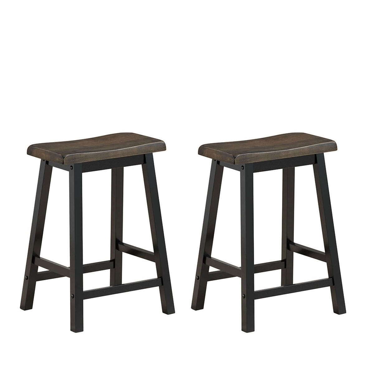 24 Inch Height Set of 2 Home Kitchen Dining Room Bar Stools-Gray - Color: Gray