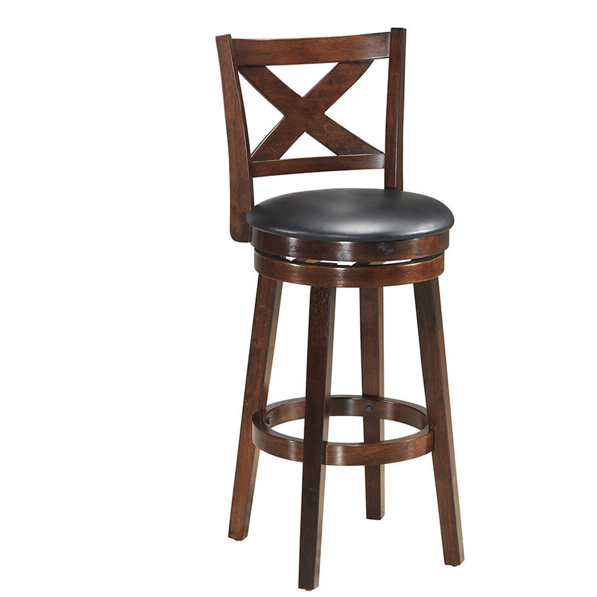 Swivel X-back Upholstered Counter Height Bar Stool with PVC Cushioned Seat-29 Inch - Size: 29 inches
