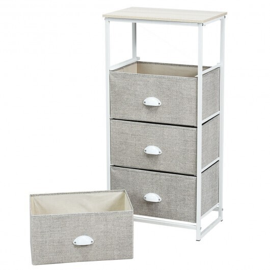 Chest Storage Tower Side Table Display Storage with 4 Drawers-Gray - Color: Gray