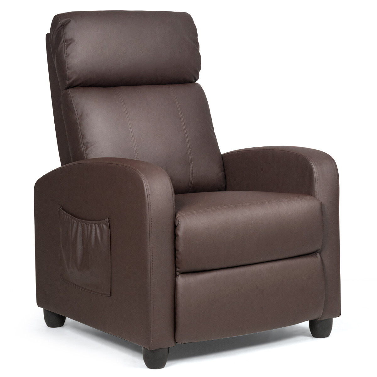 Recliner Sofa Wingback Chair with Massage Function-Brown - Color: Brown