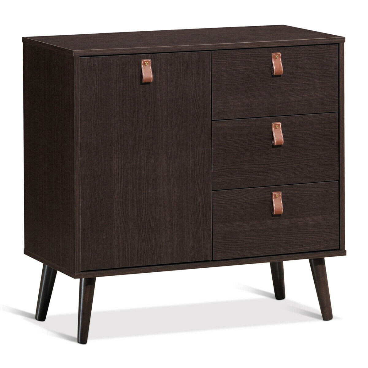 3-drawer Sideboard Storage Display Cabinet-Brown - Color: Brown