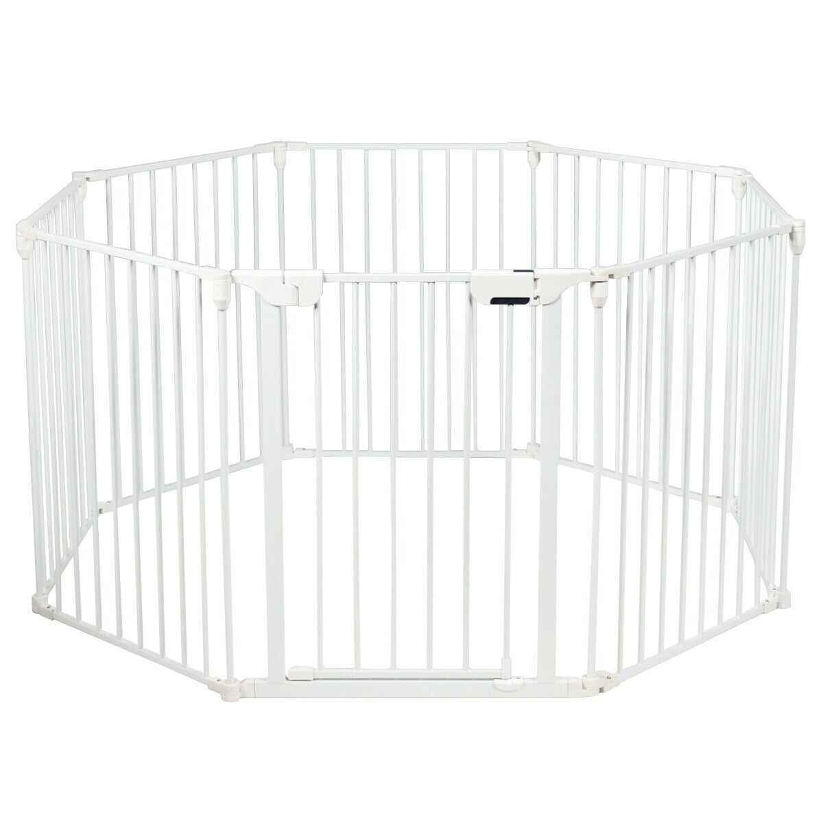 Adjustable  Panel Baby Safe Metal Gate Play Yard-White - Color: White
