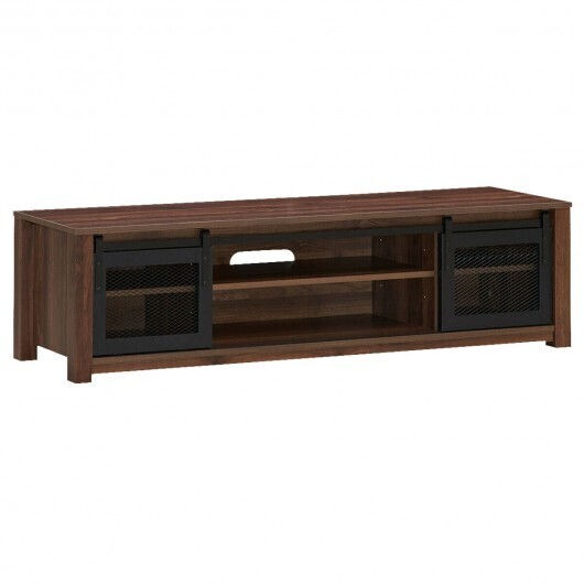 TV Stand Entertainment Center for TV's up to 65 Inch with Adjustable Shelves-Brown - Color: Brown