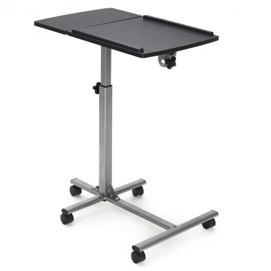 Adjustable Angle Height Rolling Laptop Table - Color: Black