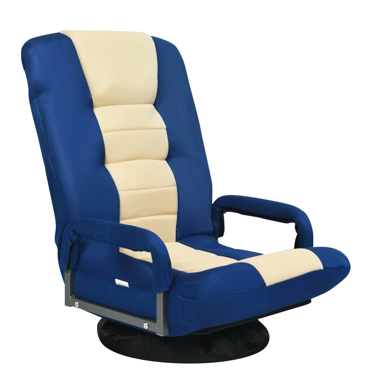 360-Degree Swivel Gaming Floor Chair with Foldable Adjustable Backrest-Blue - Color: Blue