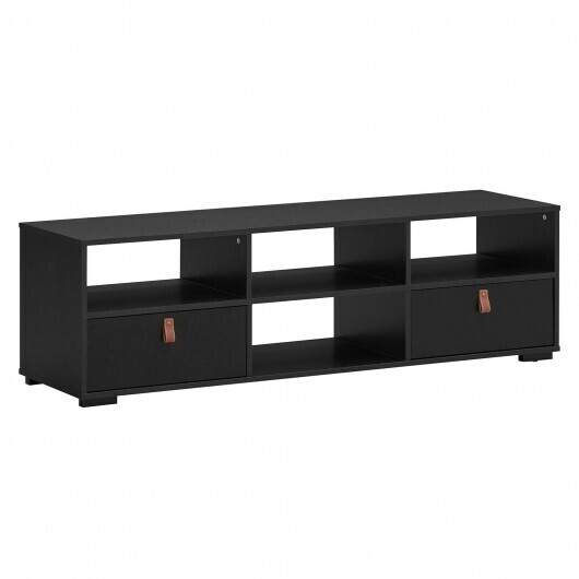 TV Stand Entertainment Media Center Console for TV's up to 60 Inch with Drawers-Black - Color: Black