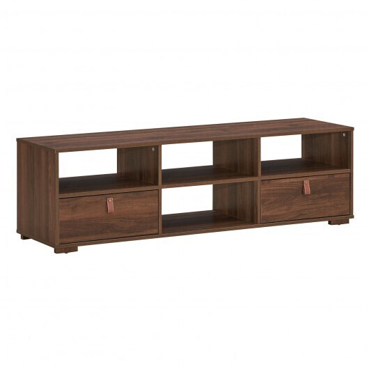 TV Stand Entertainment Media Center Console for TV's up to 60 Inch with Drawers Walnut-Walnut - Color: Walnut