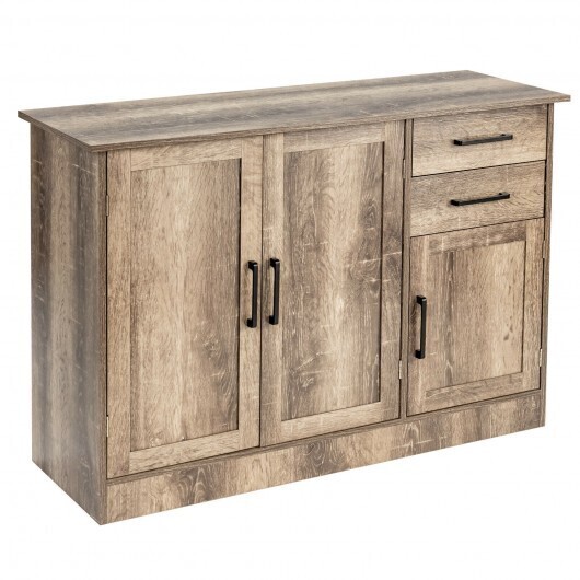 Buffet Storage Cabinet  Kitchen Sideboard with 2 Drawers-Gray - Color: Gray