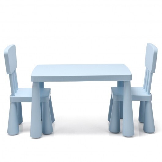 3 Pieces Toddler Multi Activity Play Dining Study Kids Table and Chair Set-Blue - Color: Blue