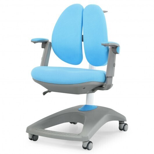 Kids Adjustable Height Depth Study Desk Chair with Sit-Brake Casters-Blue - Color: Blue