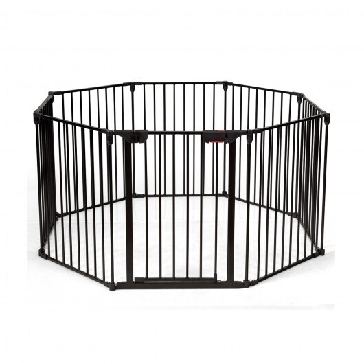 Adjustable Panel Baby Safe Metal Gate Play Yard-Black - Color: Black
