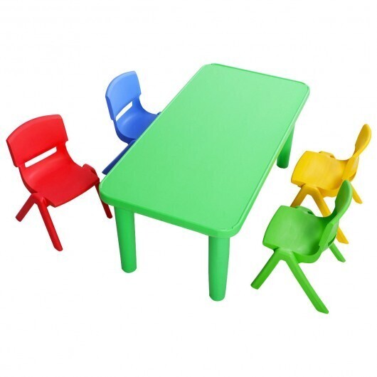 Kids Colorful Plastic Table and 4 Chairs Set - Color: Multicolor