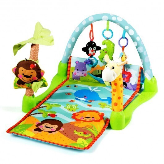 4-in-1 Baby Play Gym Mat with 3 Hanging Educational Toys