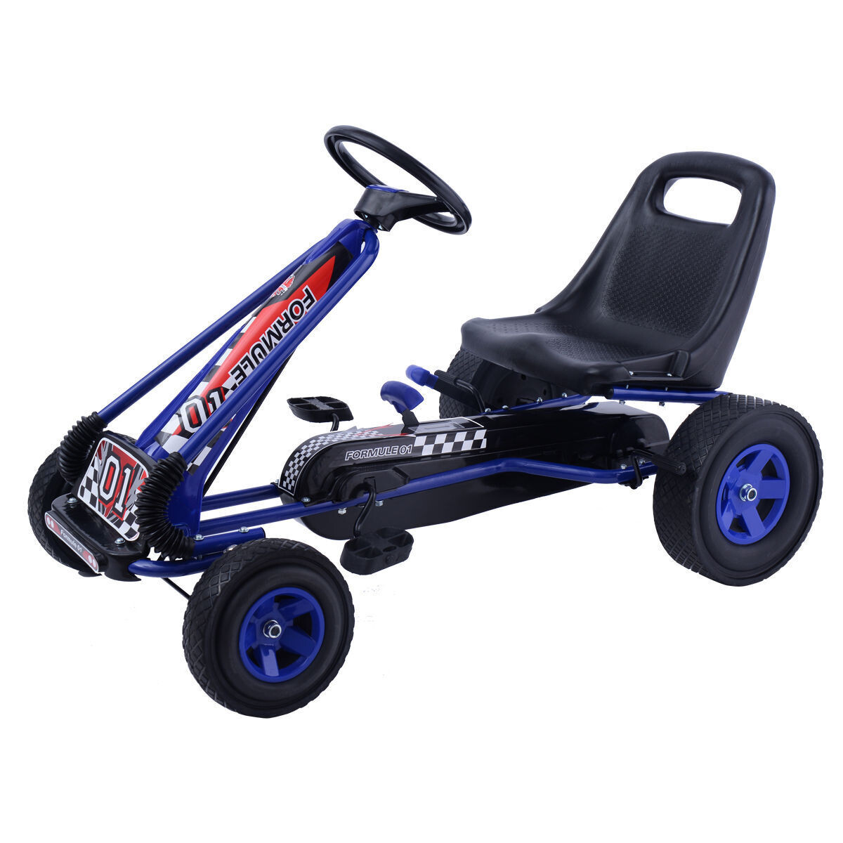 4 Wheels Kids Ride On Pedal Powered Bike Go Kart Racer Car Outdoor Play Toy-Blue - Color: Blue