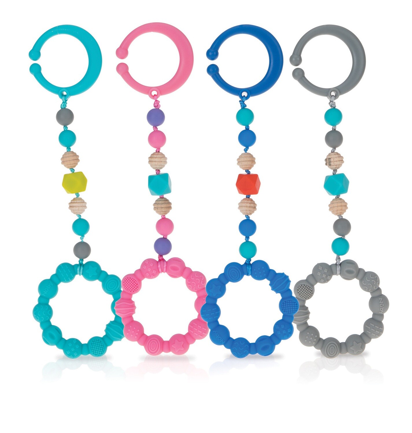 . Case of [64] Nuby? Soothing Tagalong Teether - Assorted Colors, 3M+ .