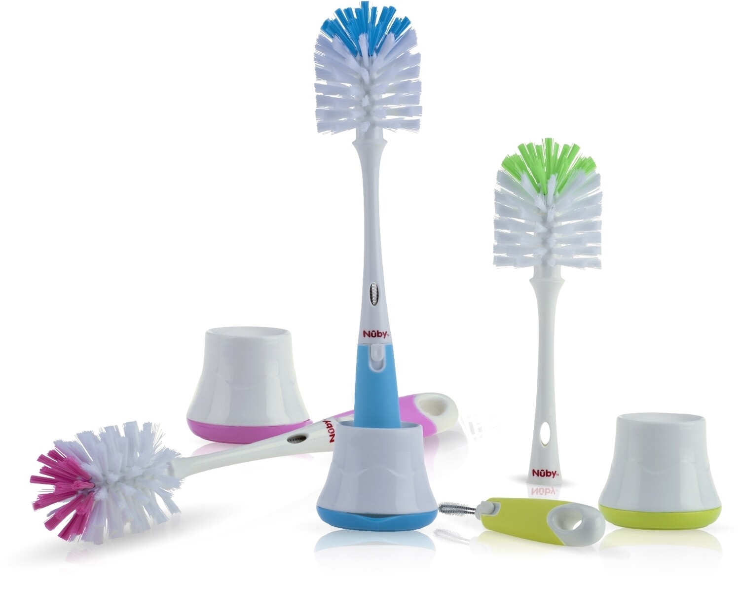 . Case of [12] Nuby? Baby Bottle Brushes - Stand Included .